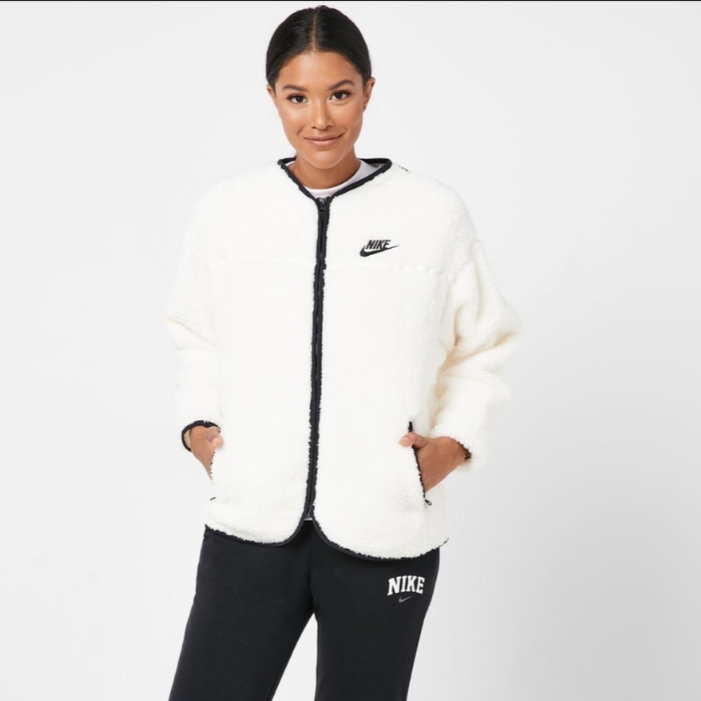 Nike nsw zip up fleece sherpa teddy jacket sweater